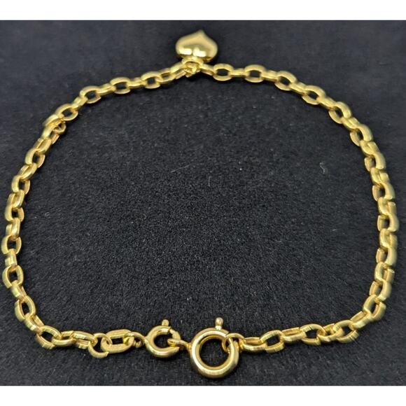 Milor Italy 14K Yellow Gold Heart Charm Bracelet 7.5” 1.46g Delicate Chain - Picture 3 of 7